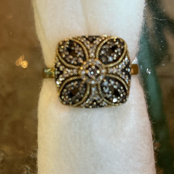 Estate Chocolate & Vanilla Diamonds 14k Solid Gold Ring Size 7 - Picture 8 of 10